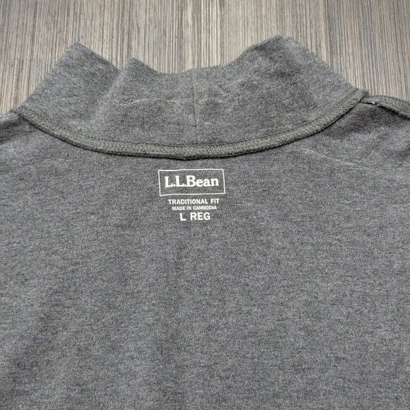 L.L. Bean | Men's Large Grey Long Sleeve T-Shirt with Mock Neck | 100% Cotton - Picture 3 of 5